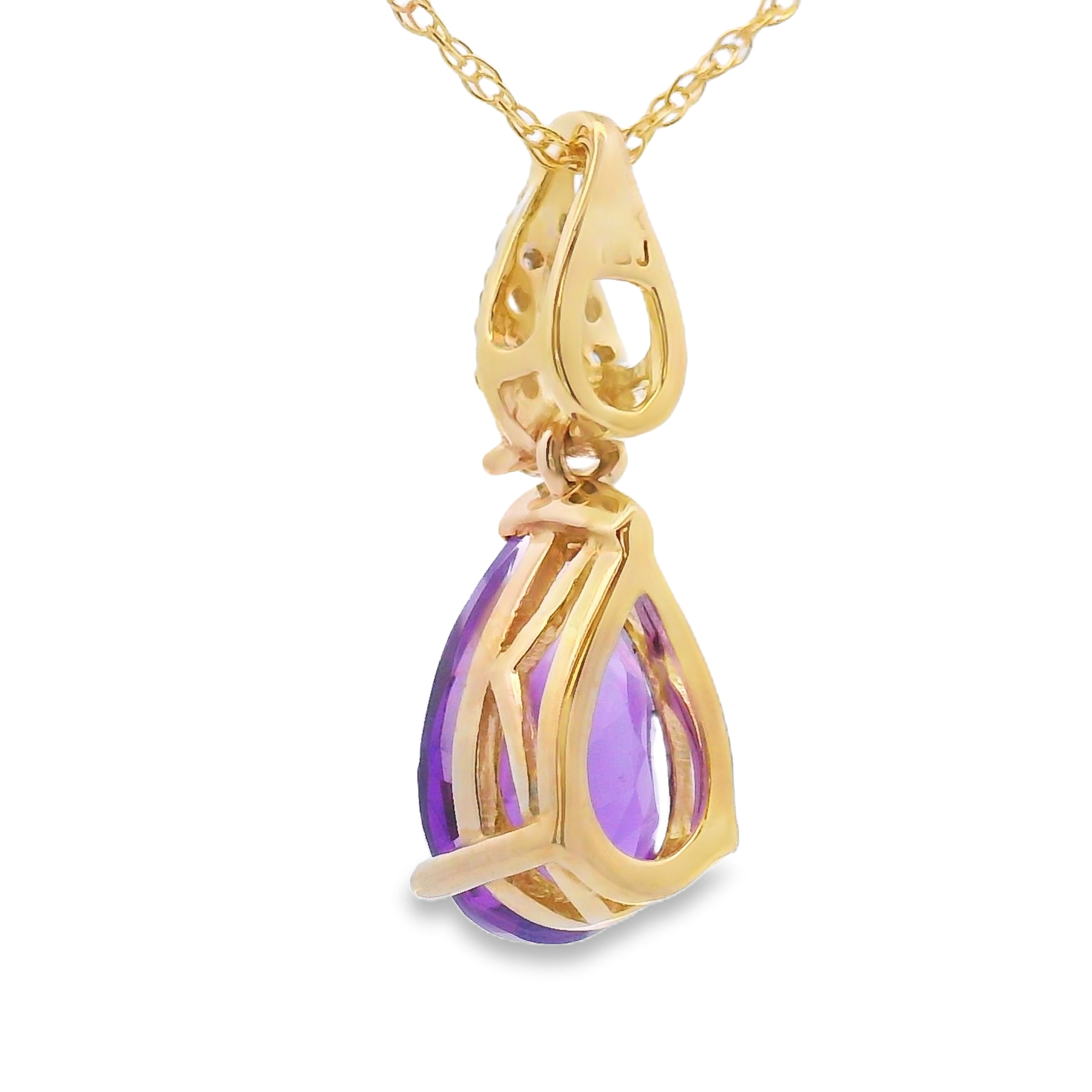 Amethyst Diamond Fashion Pendants 10KT Yellow Gold