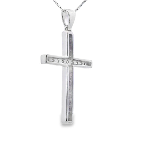 .22ct Diamond Cross Religious Pendant 14KT White Gold