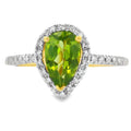Natural 1.10ct Peridot Diamond Ring 14KT Yellow Gold