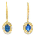 Sapphire Diamond Dangle Earrings 10KT Yellow Gold