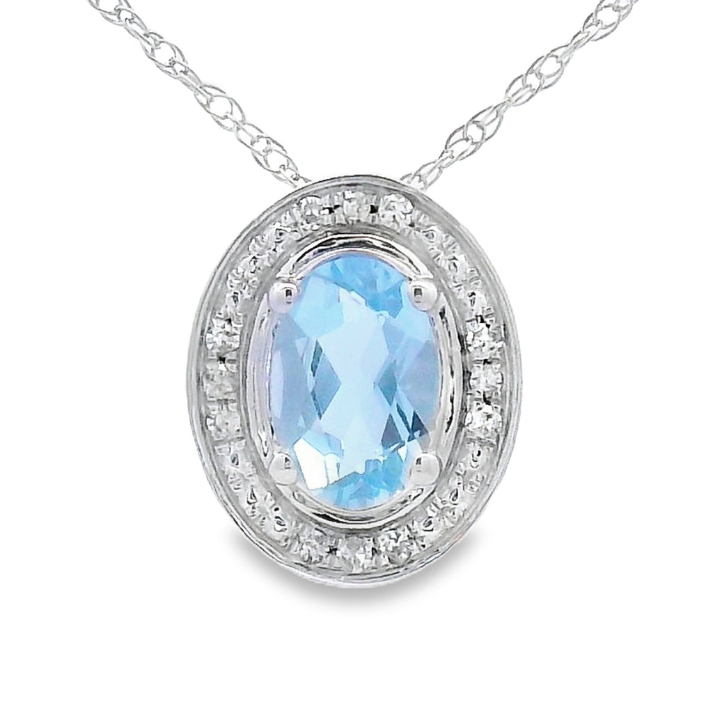Aquamarine Diamond Fashion Pendants 10KT White Gold
