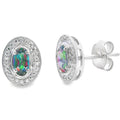 Mystic Fire Topaz Diamond Earrings 10KT White Gold