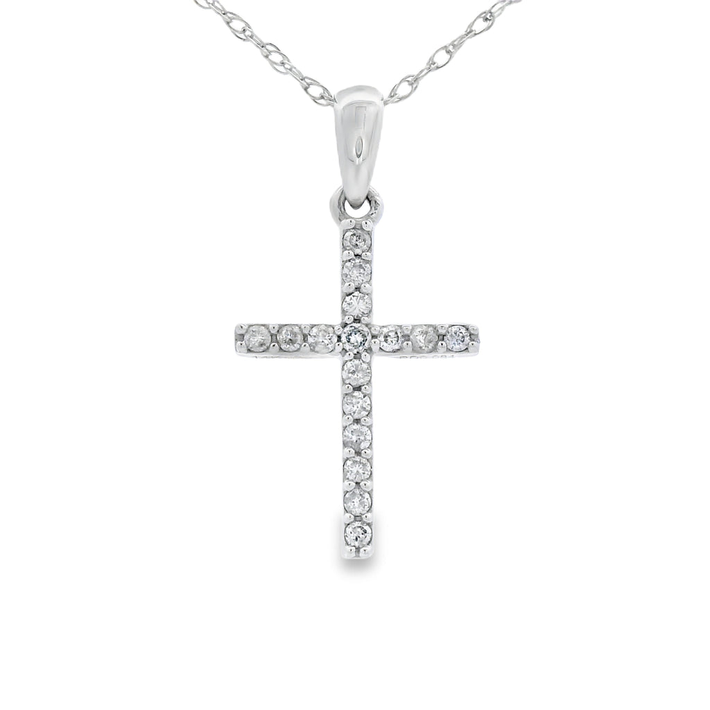 .10ct Diamond Cross Religious Pendant 14KT White Gold