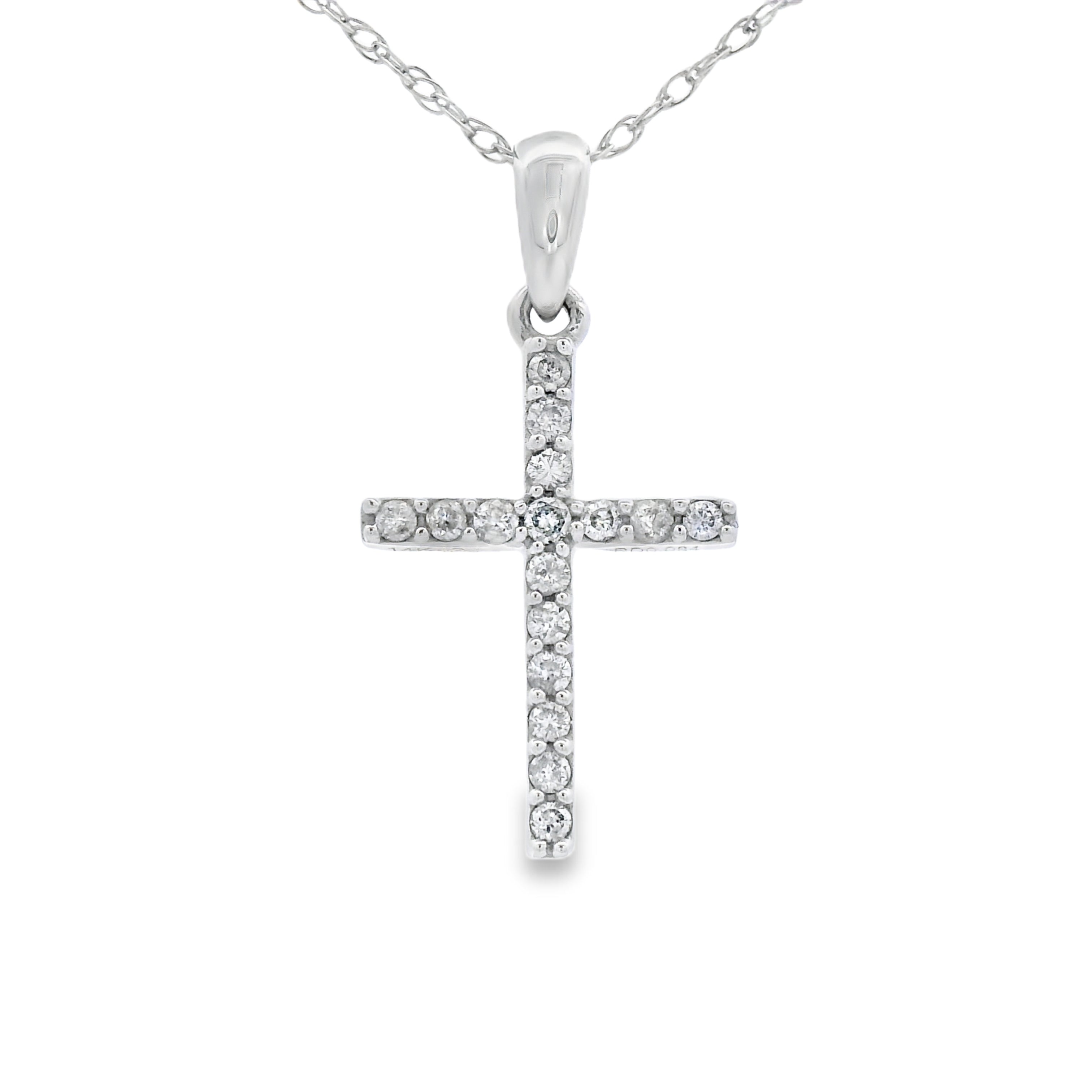 .10ct Diamond Cross Religious Pendant 14KT White Gold