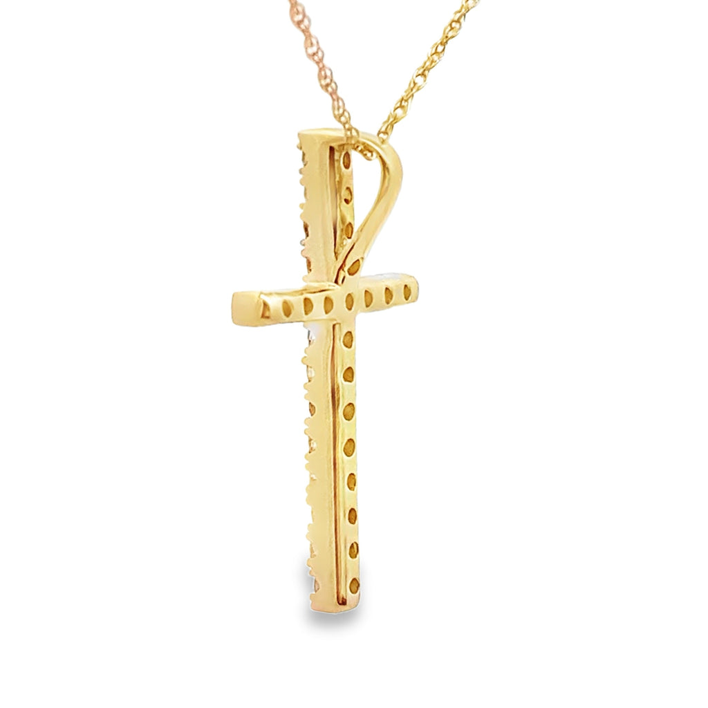 .24ct Diamond Cross Religious Pendant 14KT Yellow Gold