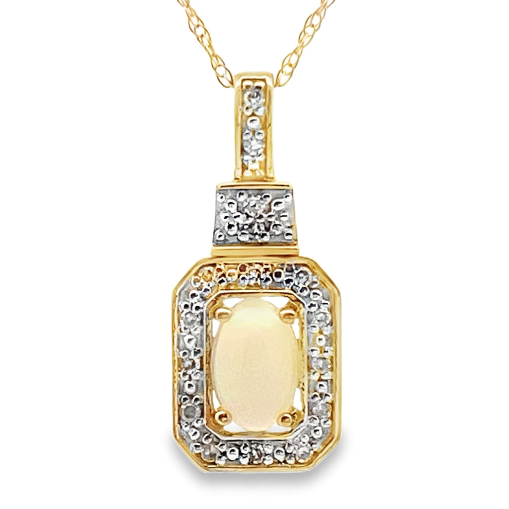 .06ct Opal Diamond Fashion Pendants 10KT Yellow Gold