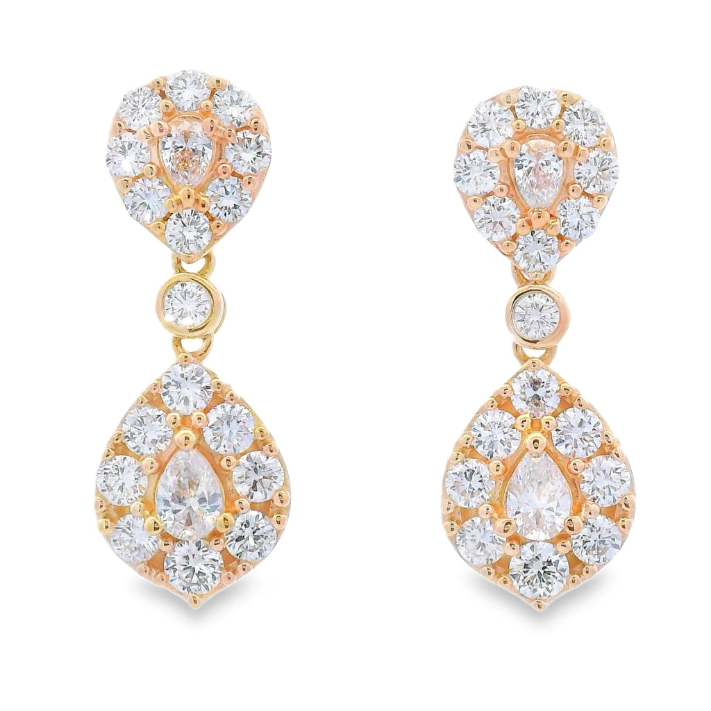 Lab Grown Diamond Dangle Earrings 14KT Yellow Gold