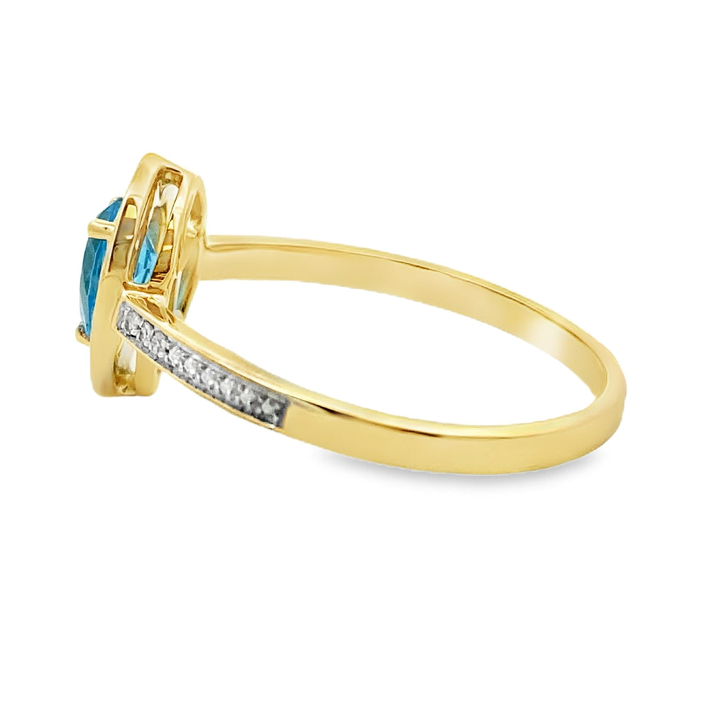 .54ct Blue Topaz Diamond Ring 10KT Yellow Gold