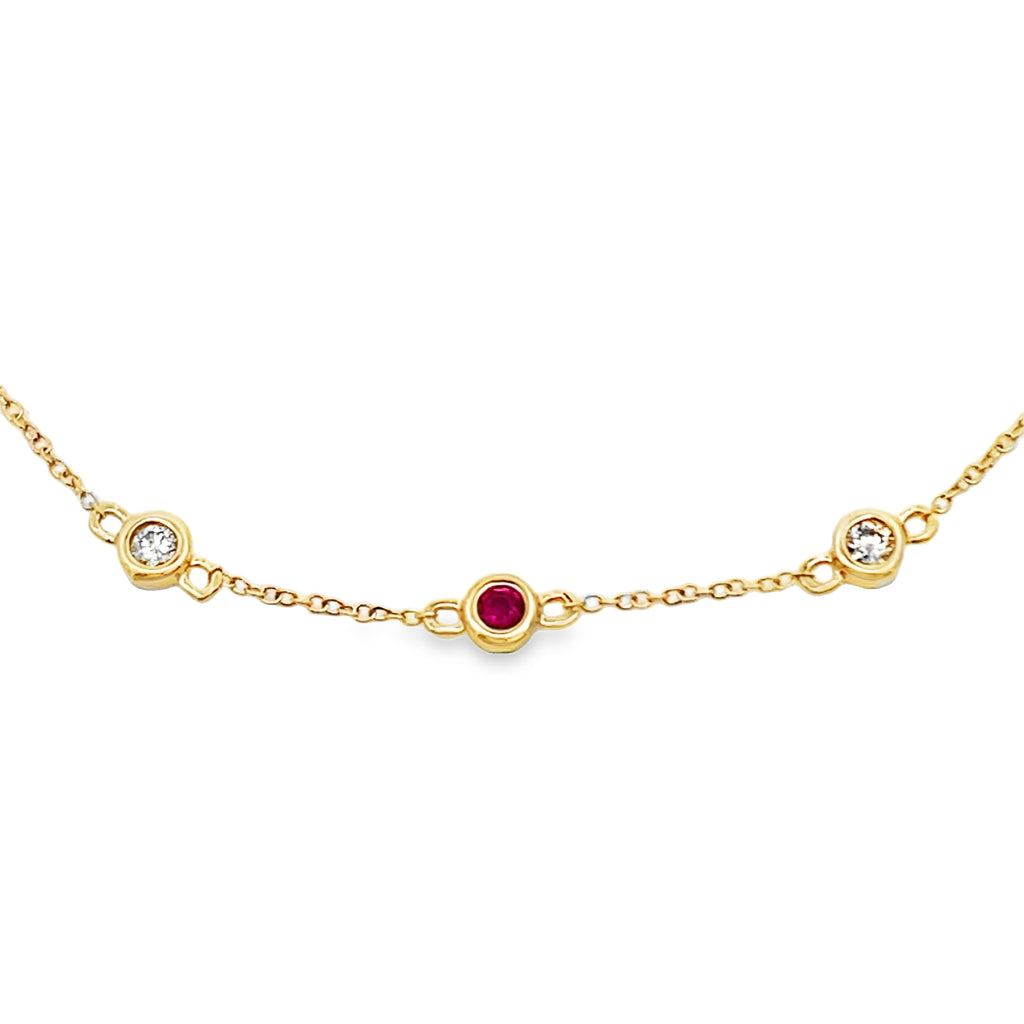 .25ct Ruby Diamond Bracelet 14KT Yellow Gold