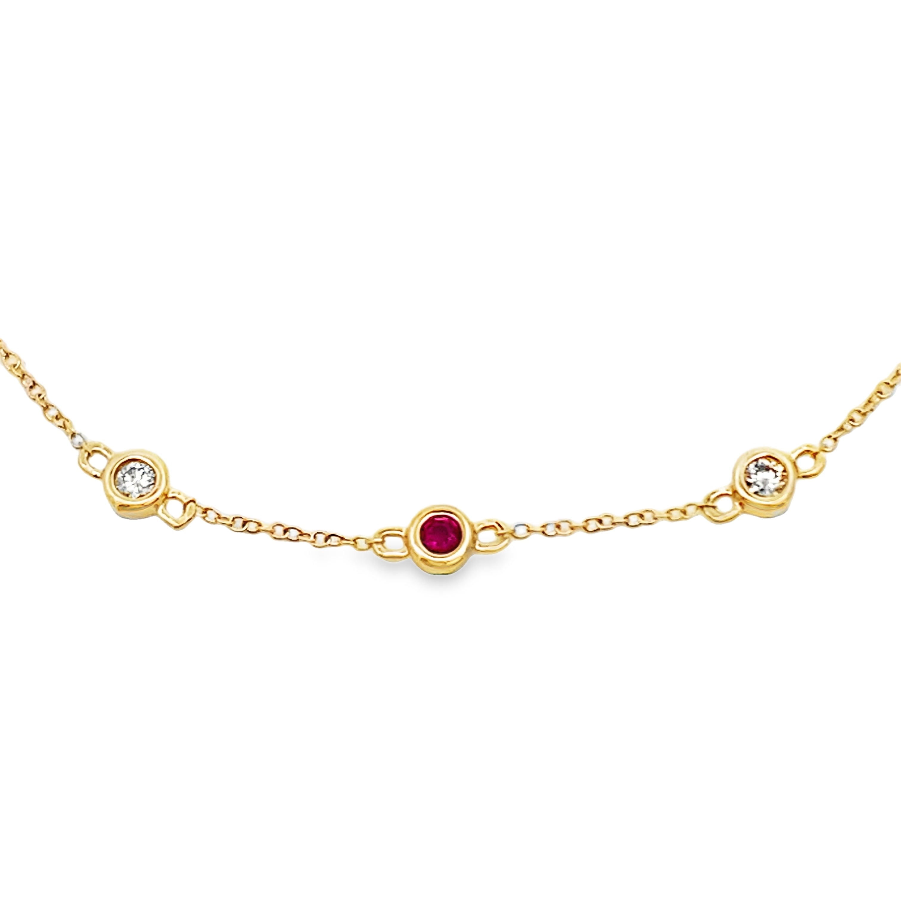 .25ct Ruby Diamond Bracelet 14KT Yellow Gold