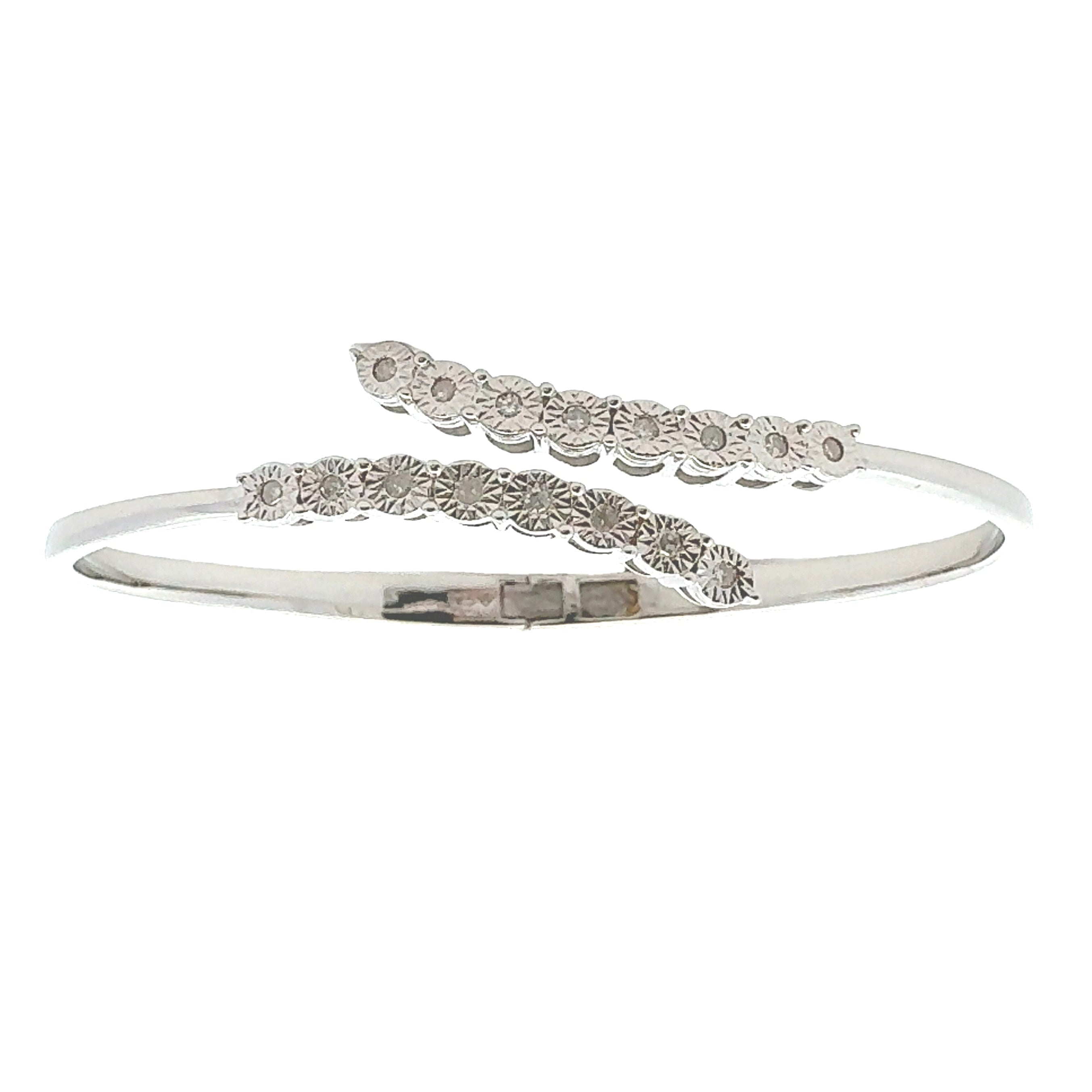 .25ct Diamond Bangle Bracelet Sterling Silver