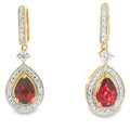 1.06ct Garnet Diamond Dangle Earrings 10KT Yellow Gold