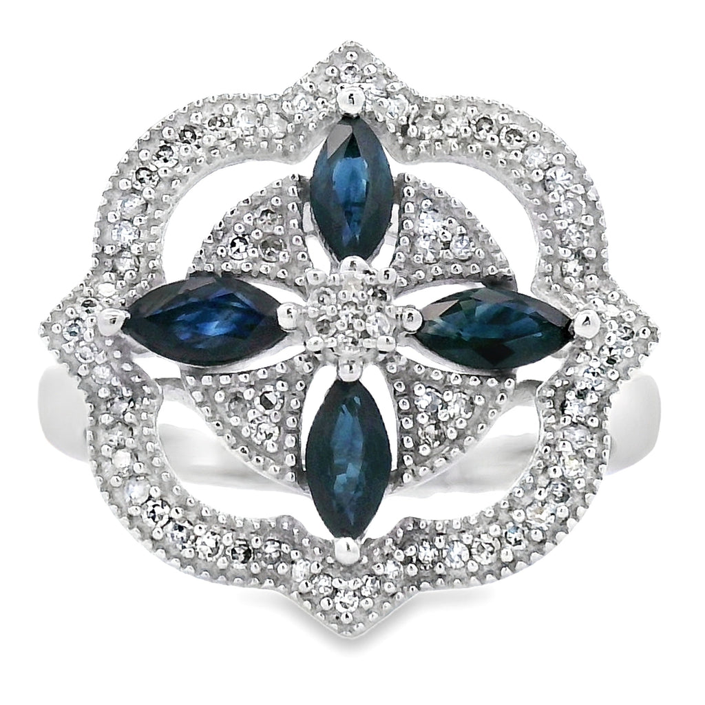 .88ct Sapphire Diamond Ring 14KT White Gold