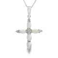 Opal Diamond Cross Religious Pendant 10KT White Gold