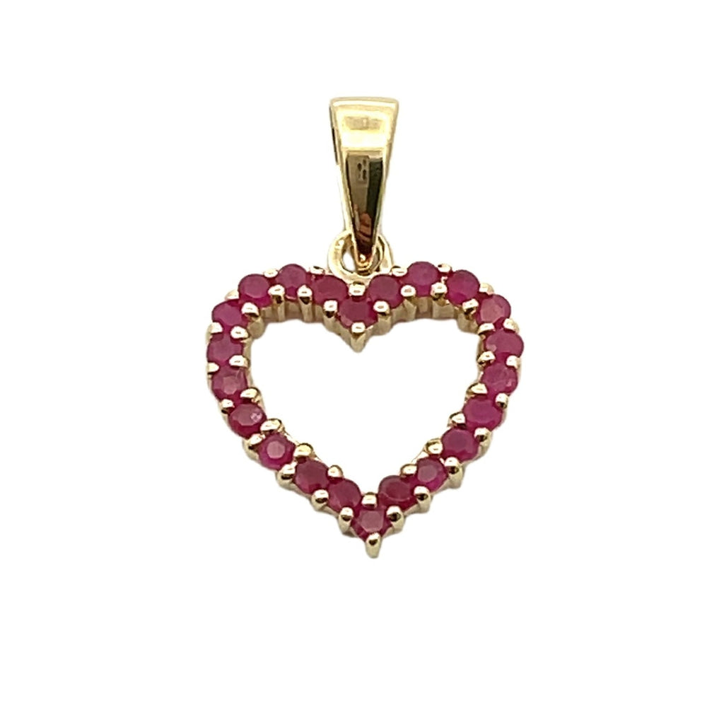 Genuine .37ct Ruby Heart Love Pendant 10KT Yellow Gold