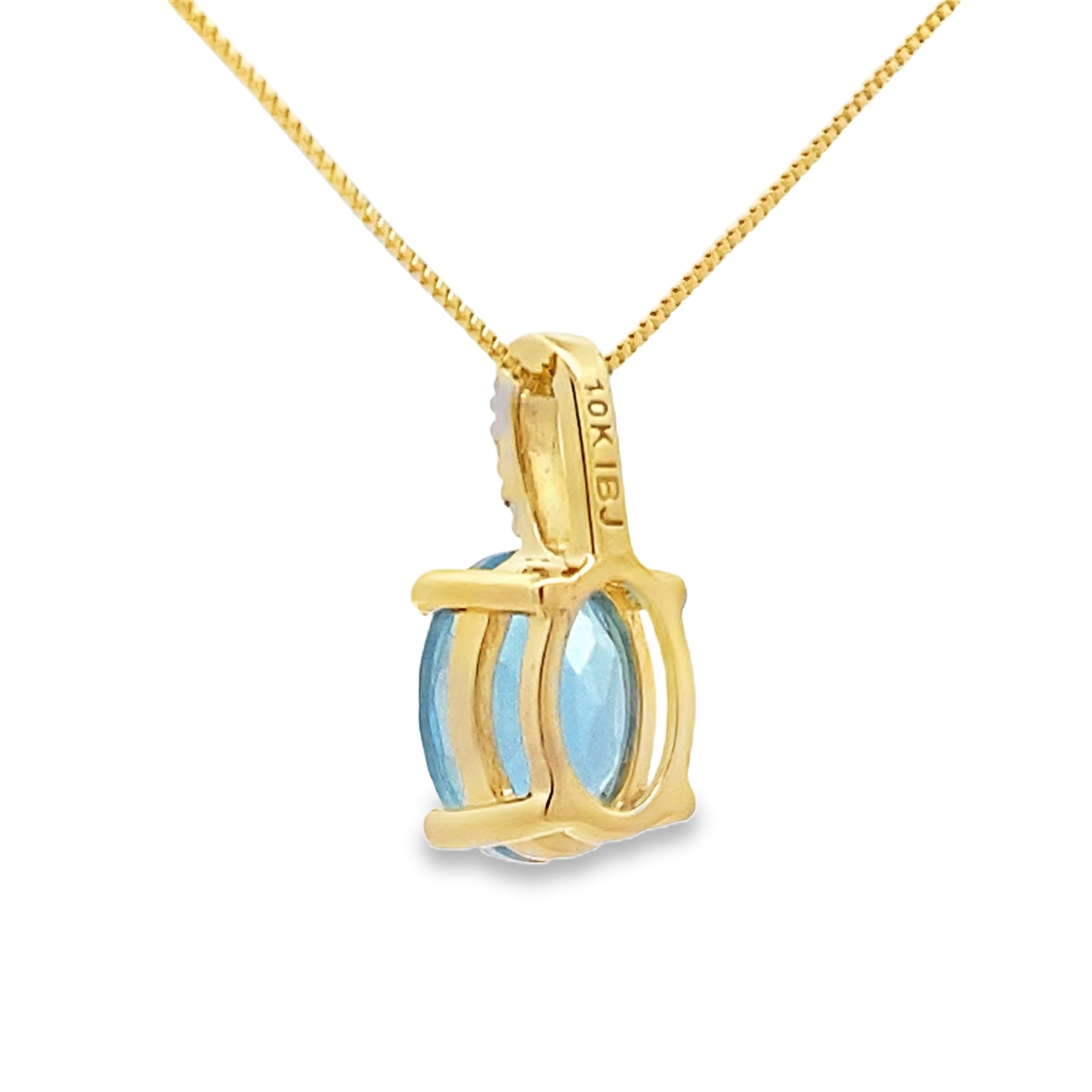 Blue Topaz Diamond Fashion Pendants 10KT Yellow Gold
