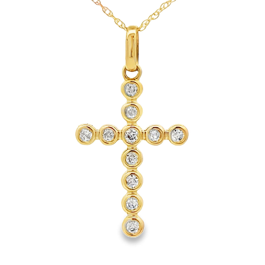 .20ct Diamond Cross Religious Pendant 14KT Yellow Gold