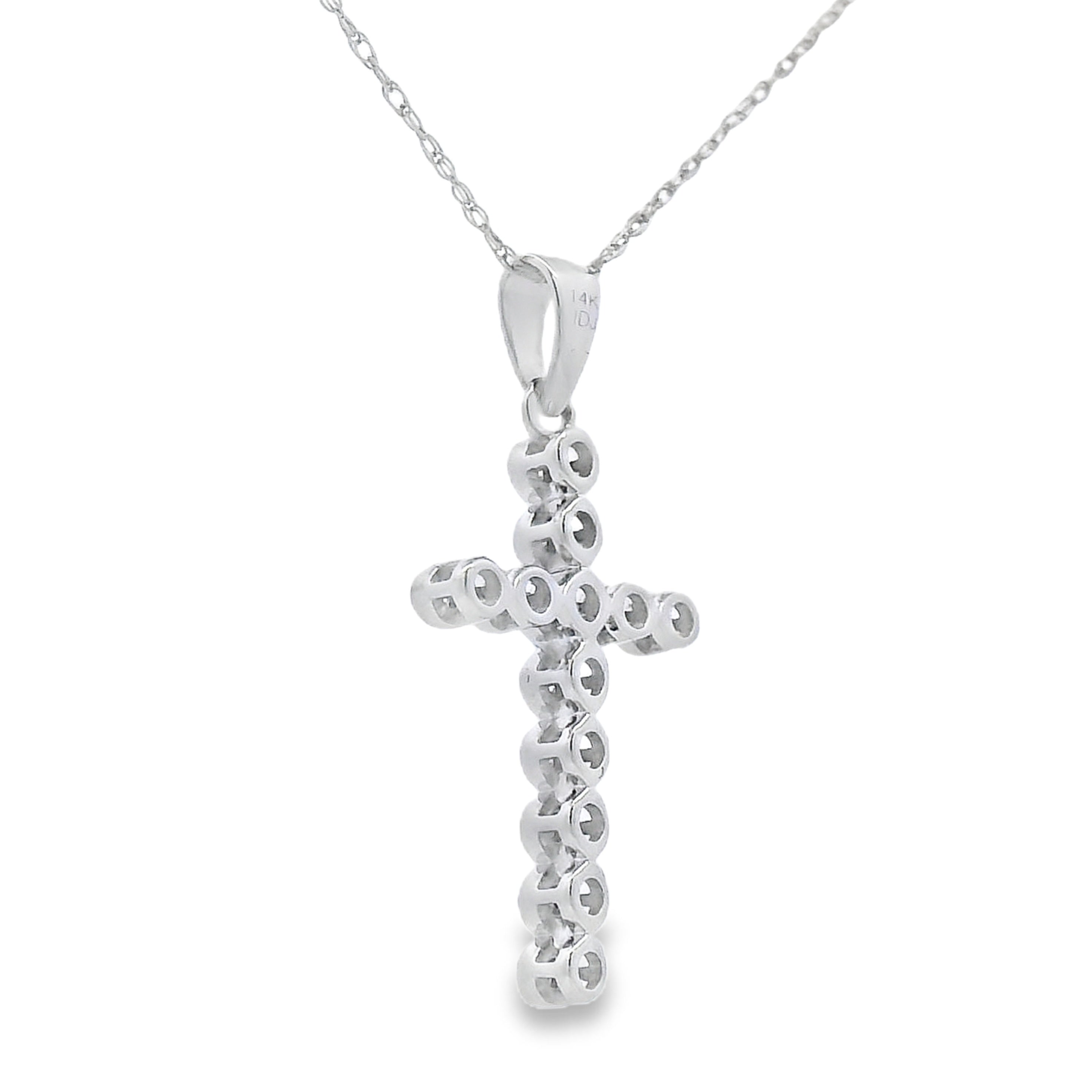 .12ct Diamond Cross Religious Pendant 14KT White Gold