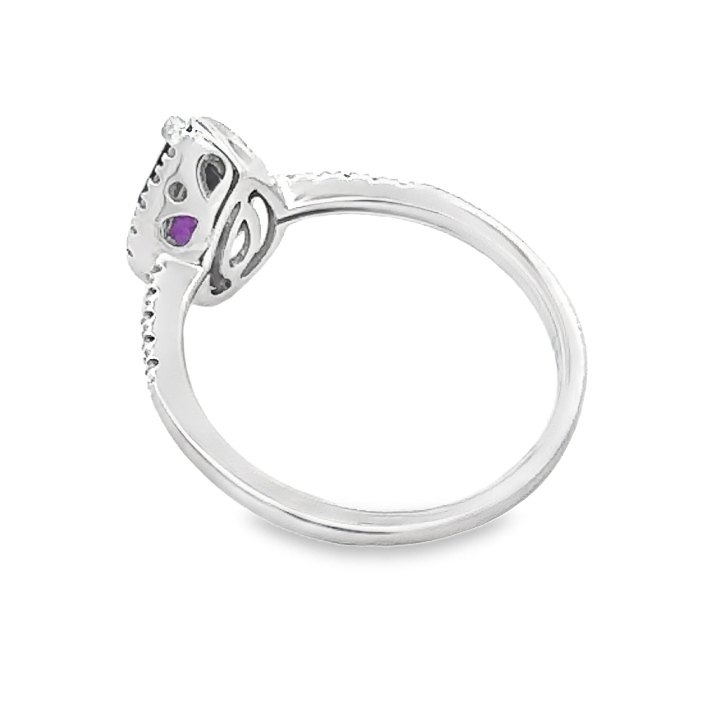 .98ct Amethyst Diamond Ring 14KT White Gold