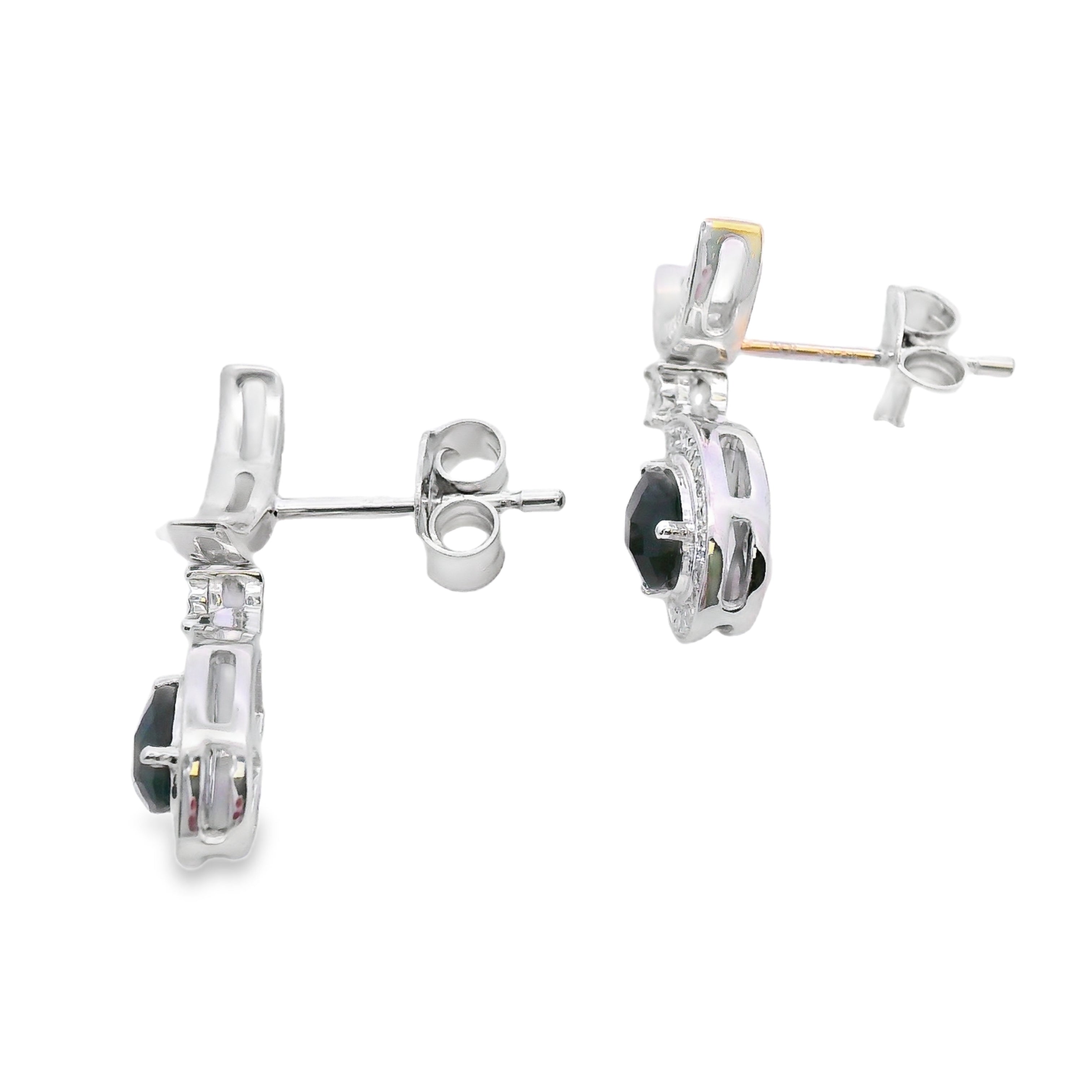 .55ct Onyx Diamond Dangle Earrings 10KT White Gold