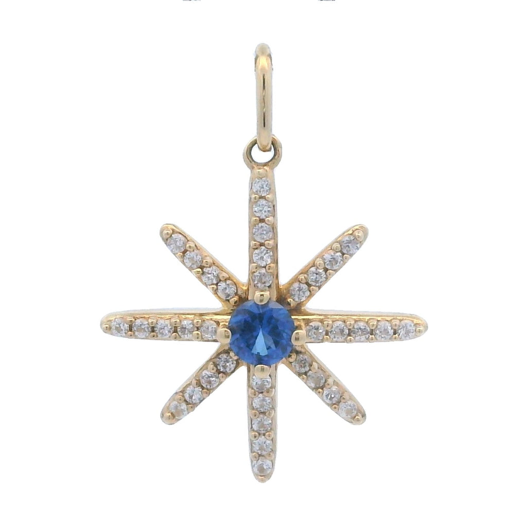 Genuine Created Sapphire Star Pnd 10KT Yellow Gold
