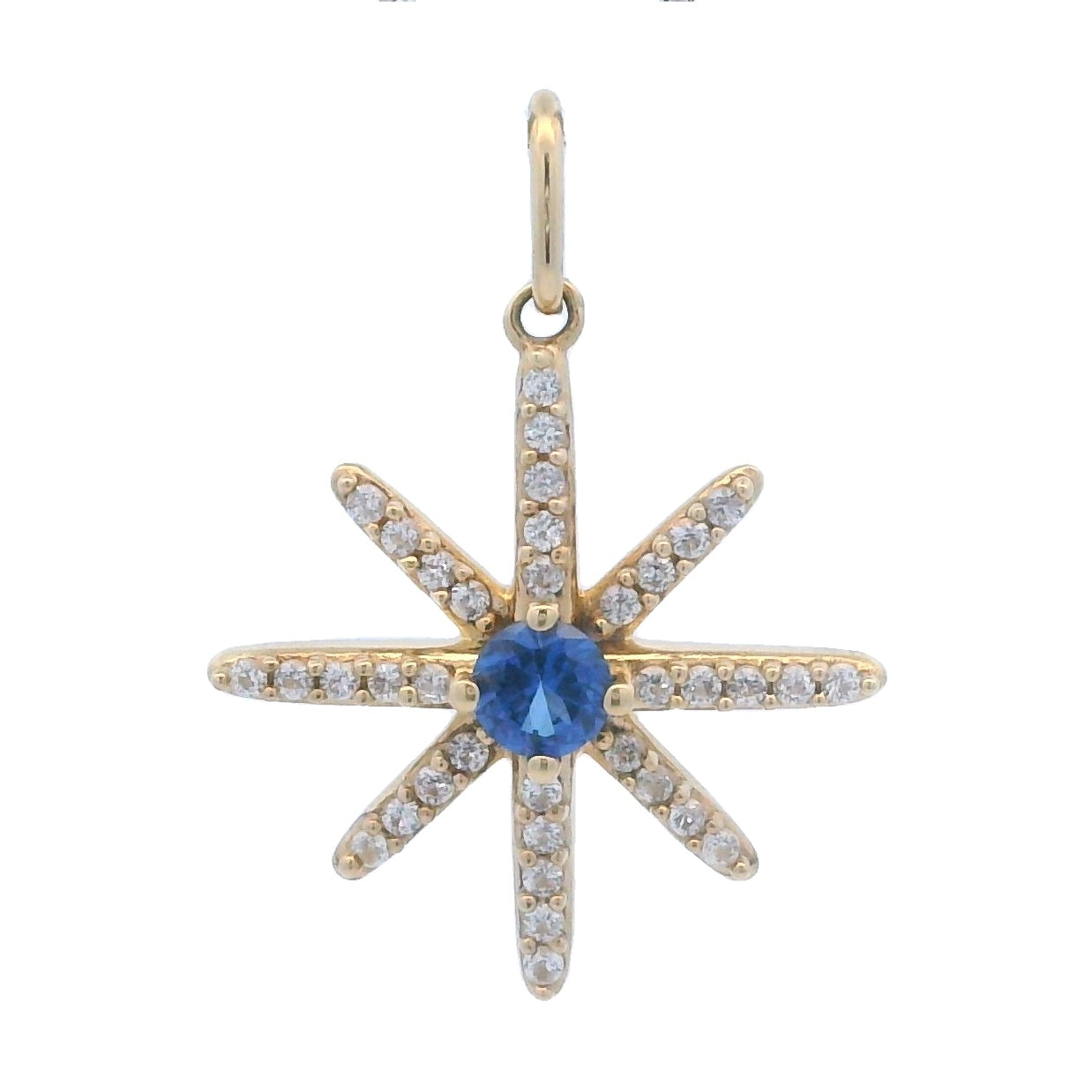Genuine Created Sapphire Star Pnd 10KT Yellow Gold