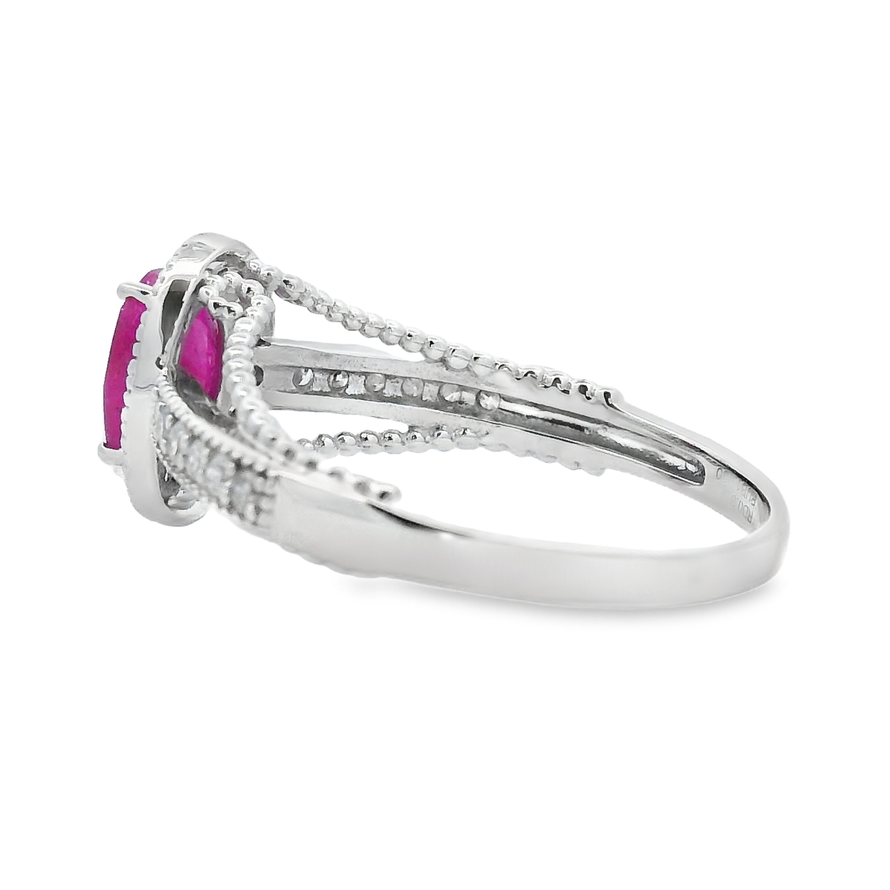 1.35ct Ruby Diamond Ring 14KT White Gold