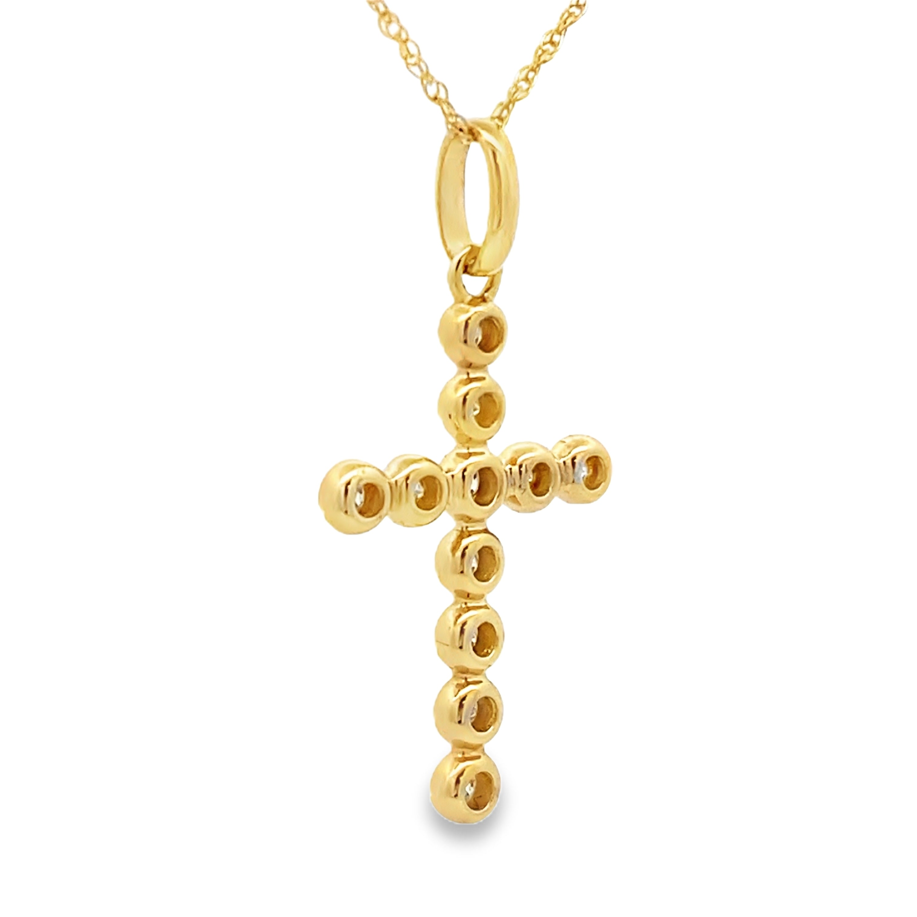 .20ct Diamond Cross Religious Pendant 14KT Yellow Gold