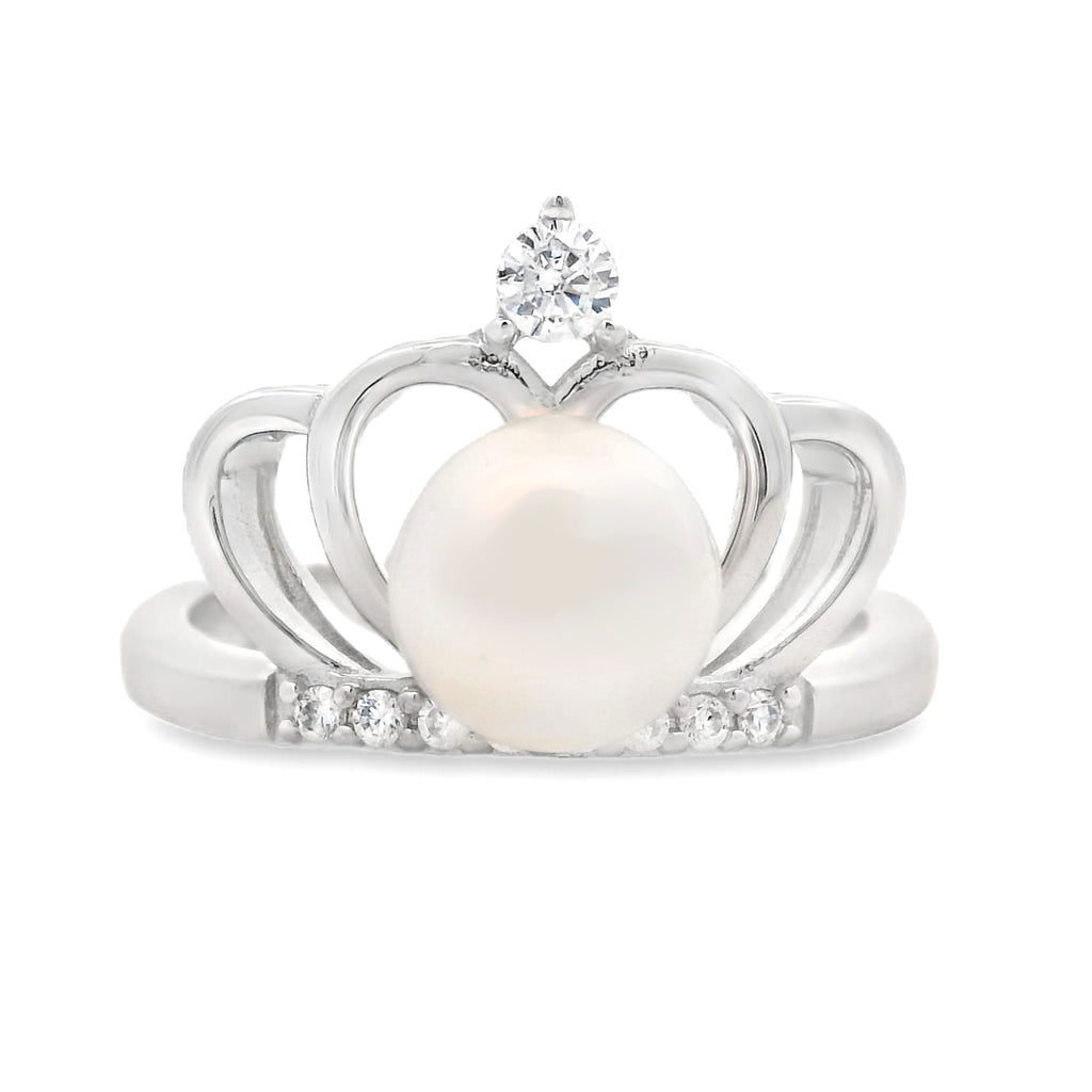 Genuine FW Pearl Cubic Zirconium Ring Sterling Silver