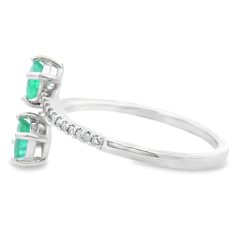 Natural .47ct Emerald Diamond Ring 14KT White Gold