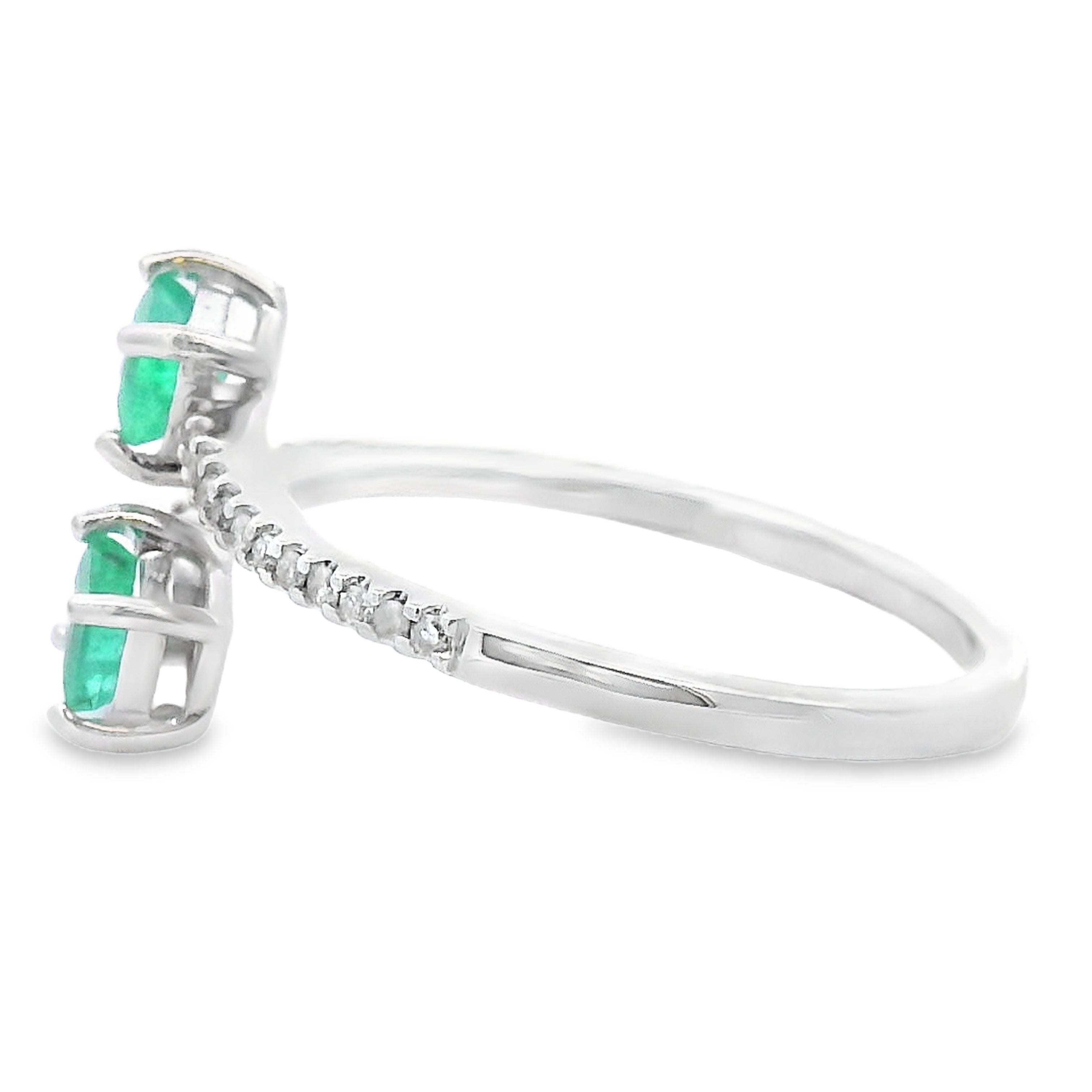 Natural .47ct Emerald Diamond Ring 14KT White Gold