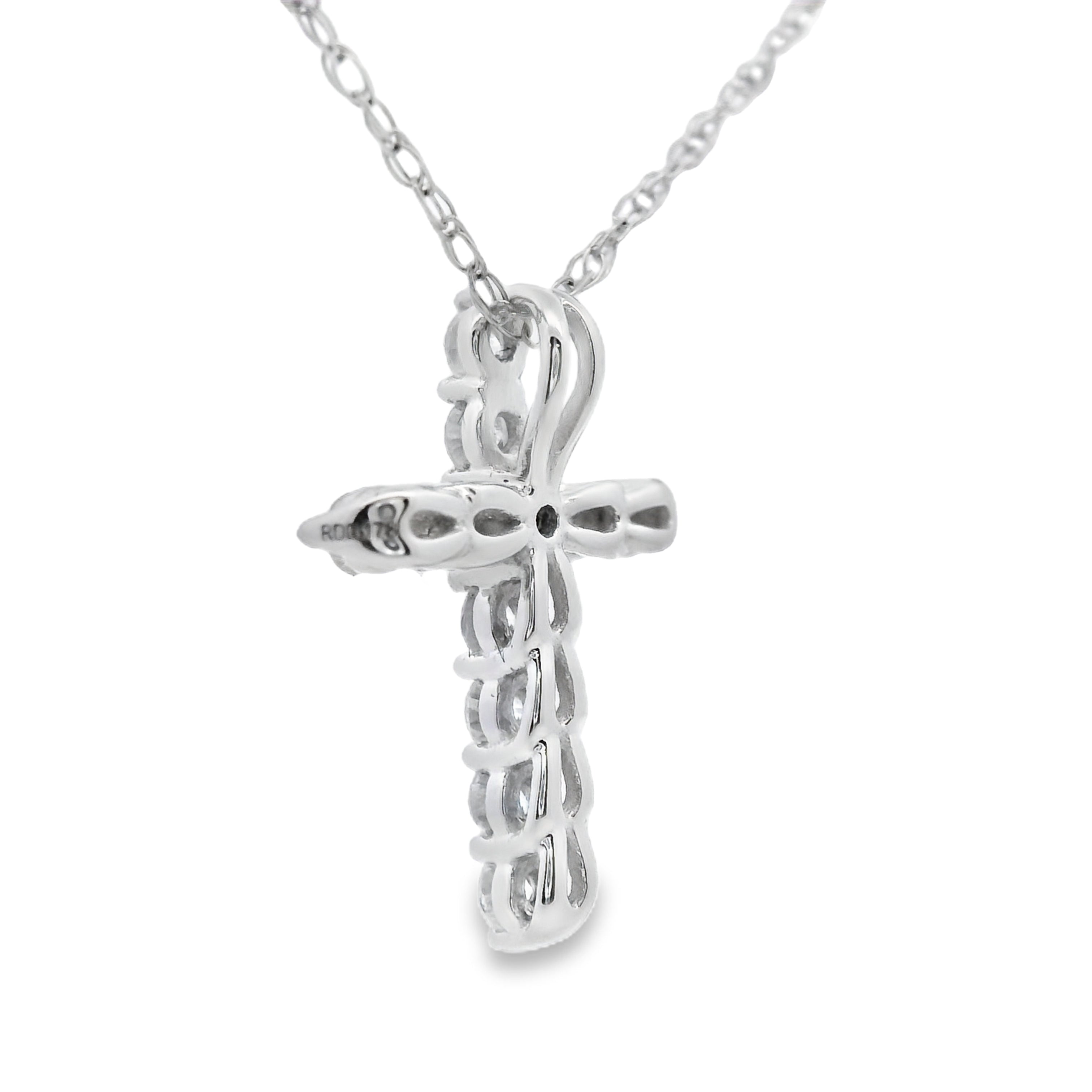 .19ct Diamond Cross Religious Pendant 14KT White Gold