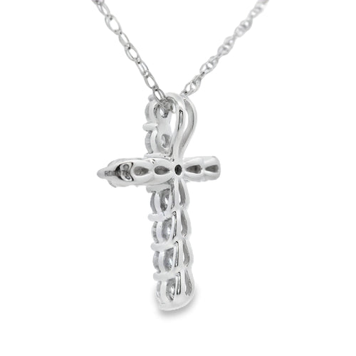 .19ct Diamond Cross Religious Pendant 14KT White Gold