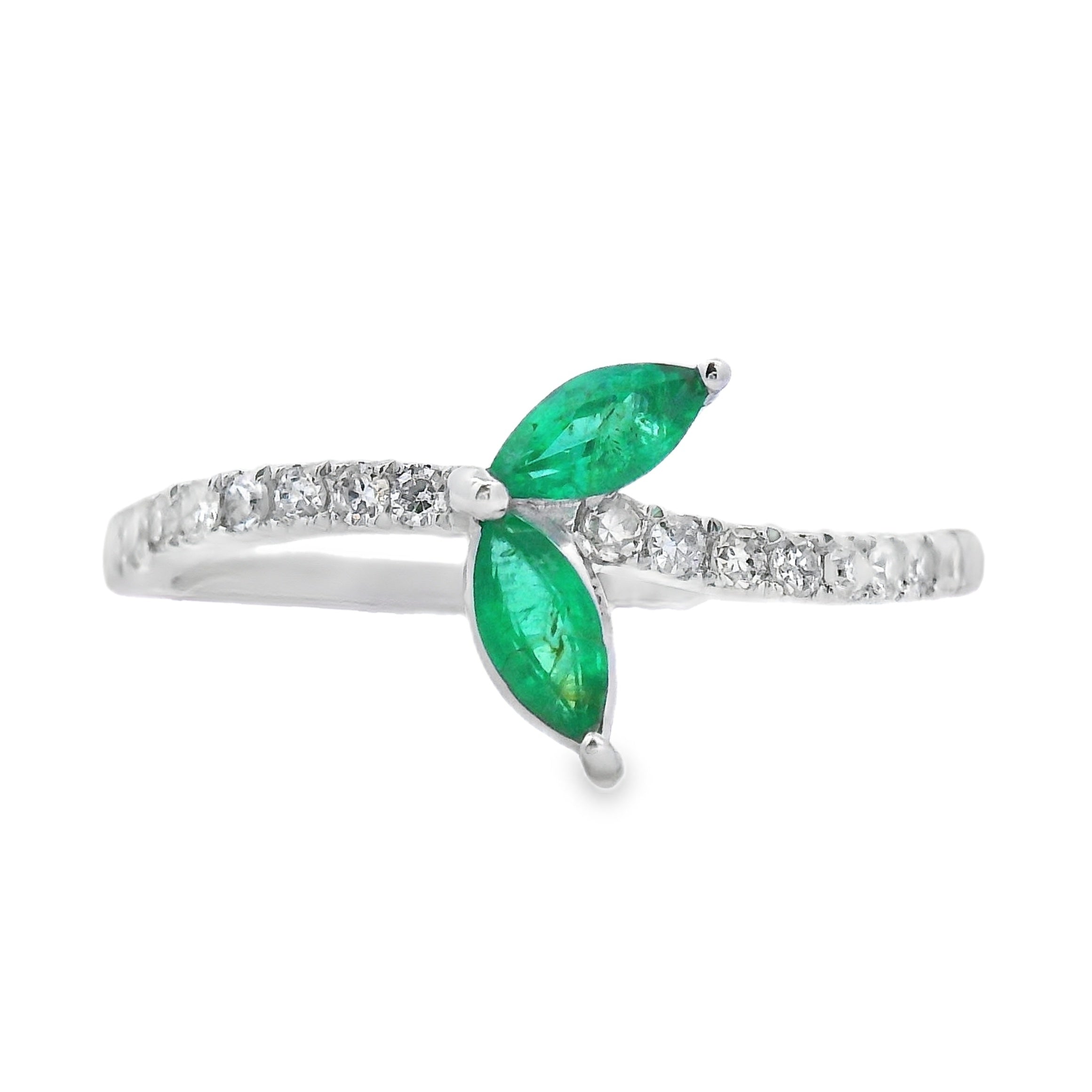 .29ct Emerald Diamond Ring 14KT White Gold