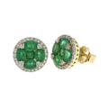 1.46ct Emerald Diamond Stud Earrings 14KT Yellow Gold