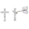 Natural .10ct Diamond Cross Earrings 10KT White Gold