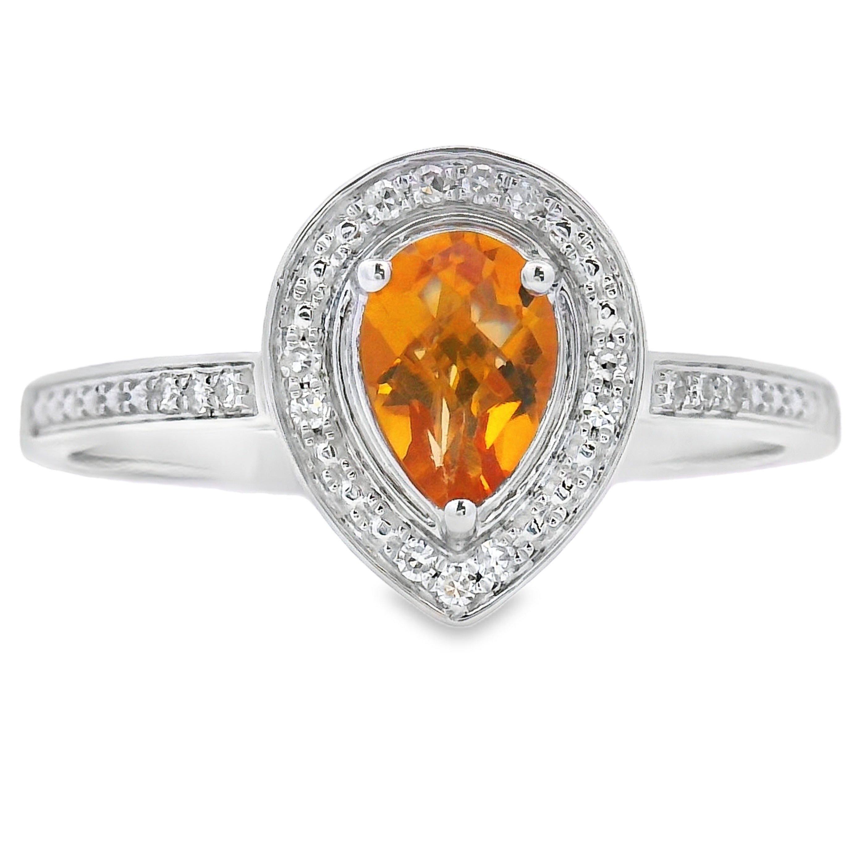 .50ct Citrine Diamond Ring 10KT White Gold