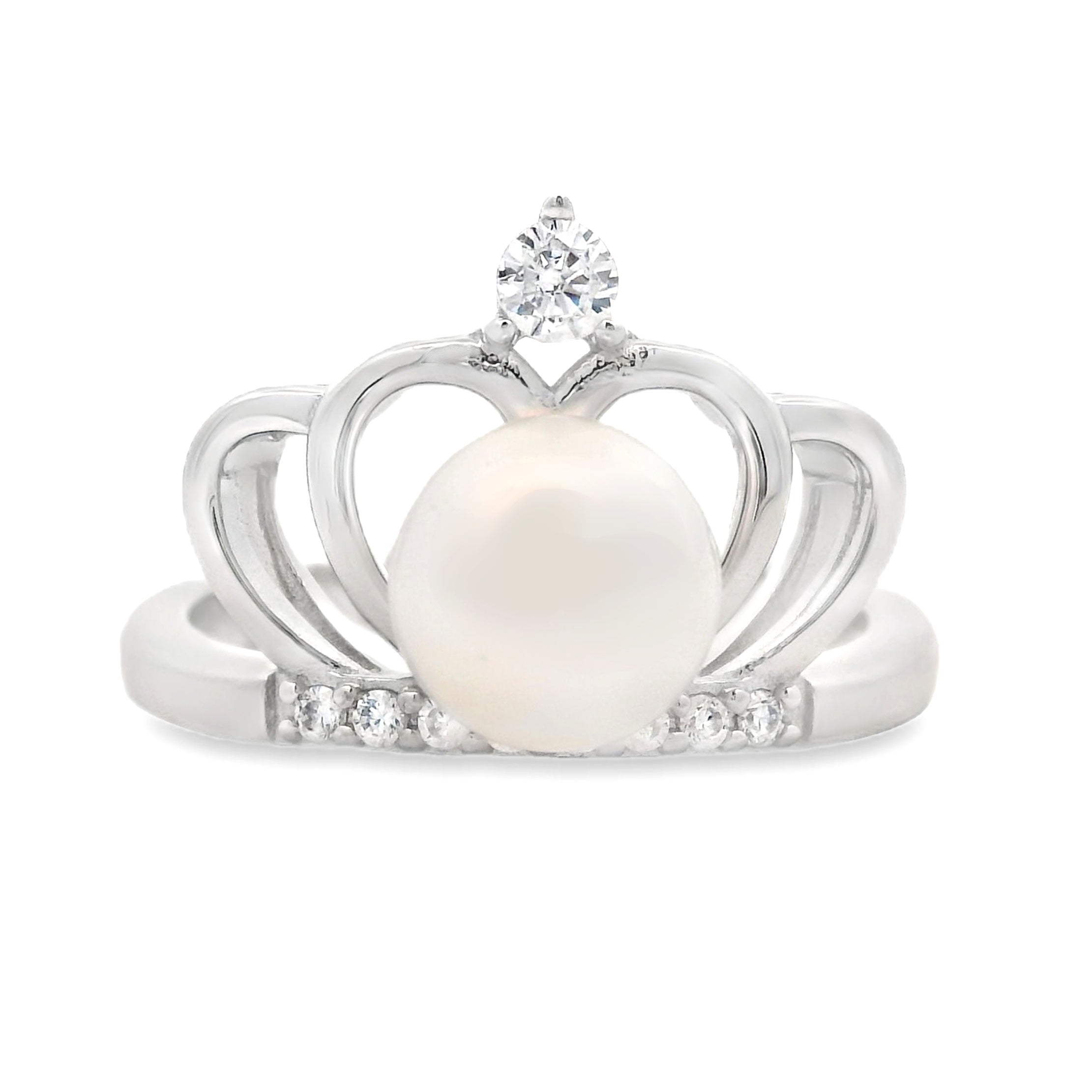 FW Pearl Cubic Zirconium Ring Sterling Silver