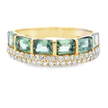 Green Sapphire Fashion band rings 14KT Yellow Gold