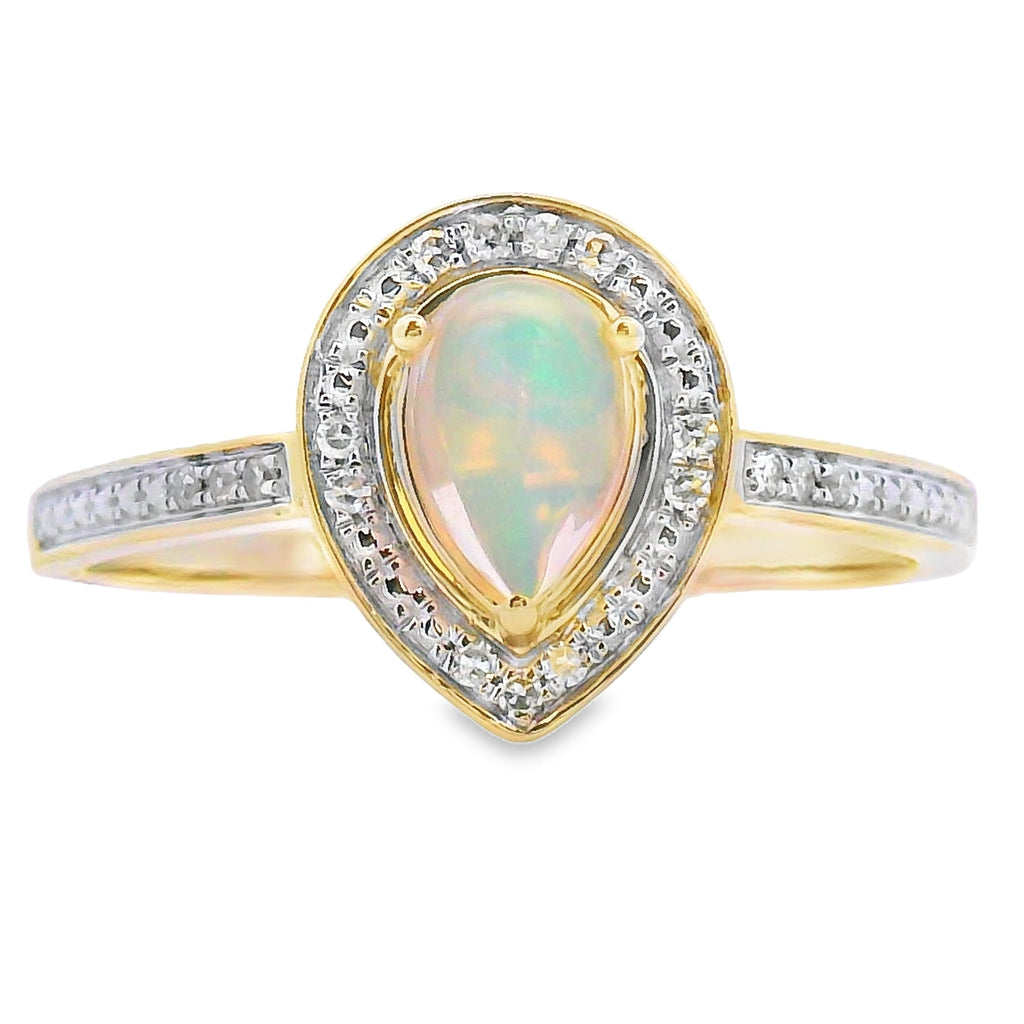 .30ct Opal Diamond Ring 10KT Yellow Gold