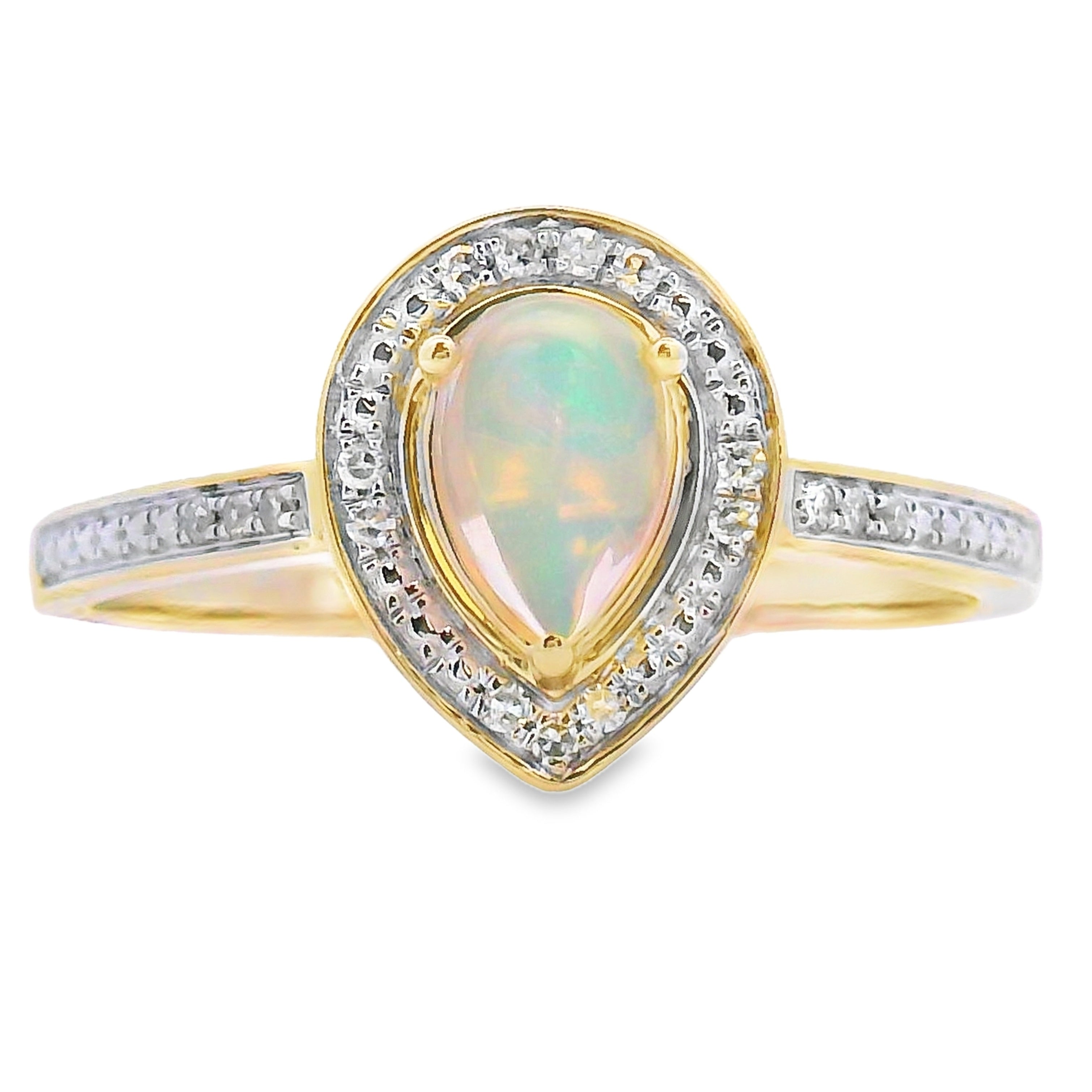 .30ct Opal Diamond Ring 10KT Yellow Gold