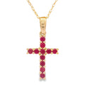 .29ct Ruby Cross Religious Pendant 14KT Yellow Gold