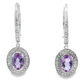 .98ct Amethyst Diamond Dangle Earrings 10KT White Gold