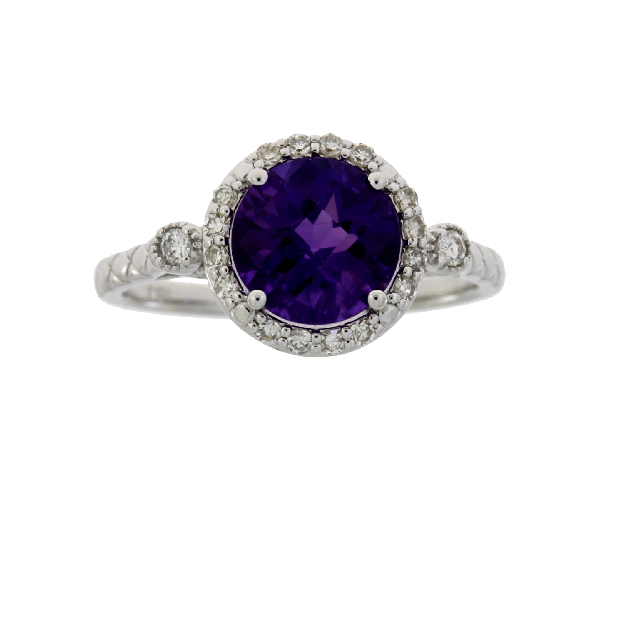 2.07ct Amethyst Diamond Ring 14KT White Gold