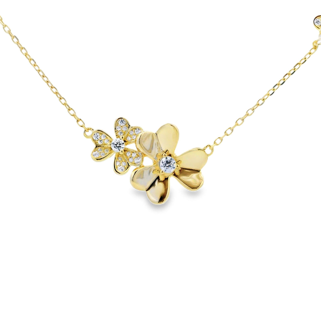 Cubic Zirconia Flower Pendant Sterling Silver