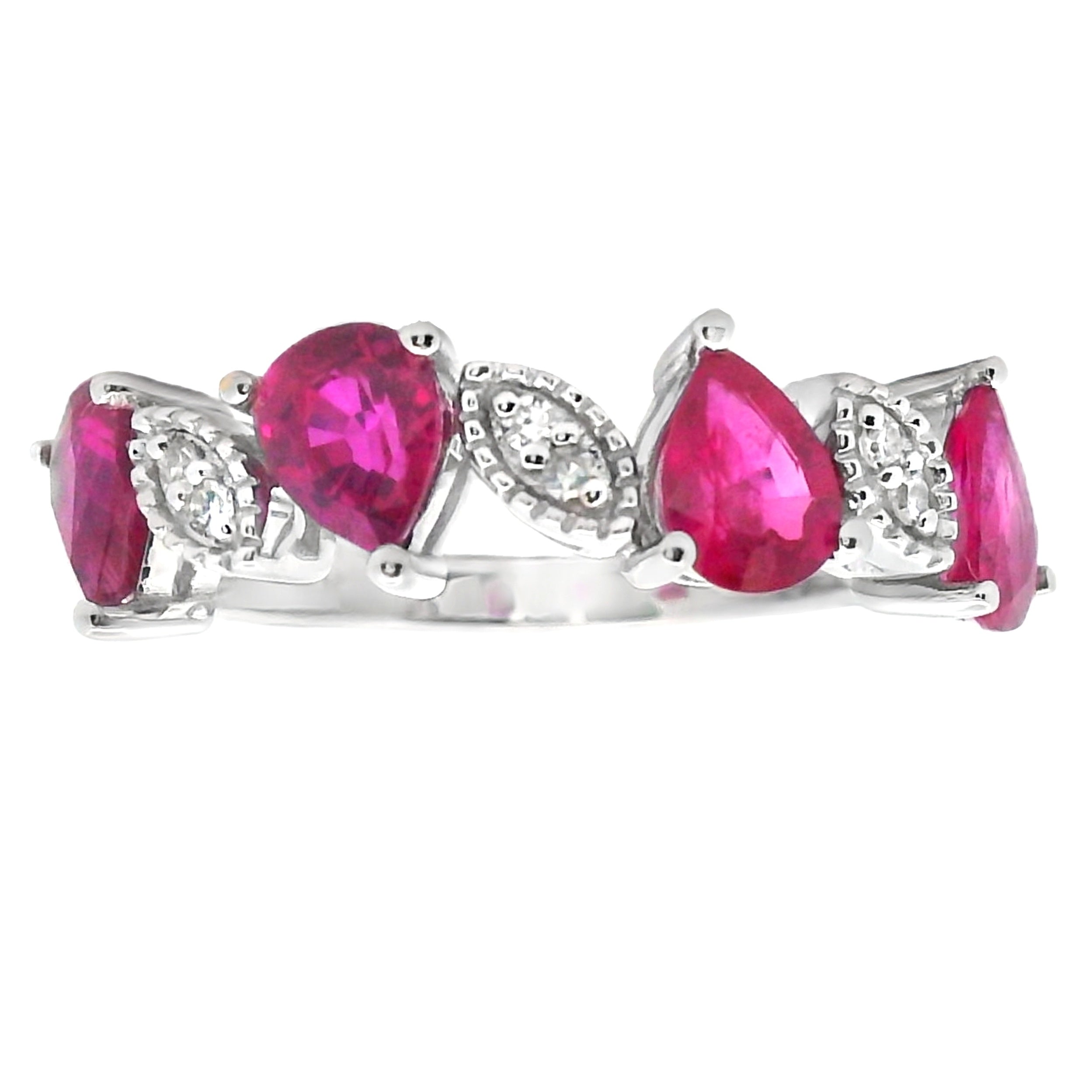 Natural 1.24ct Ruby Diamond Ring 14KT White Gold