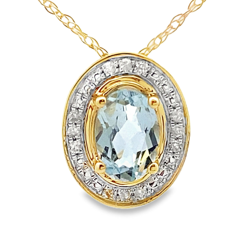 Aquamarine Diamond Fashion Pendants 10KT Yellow Gold