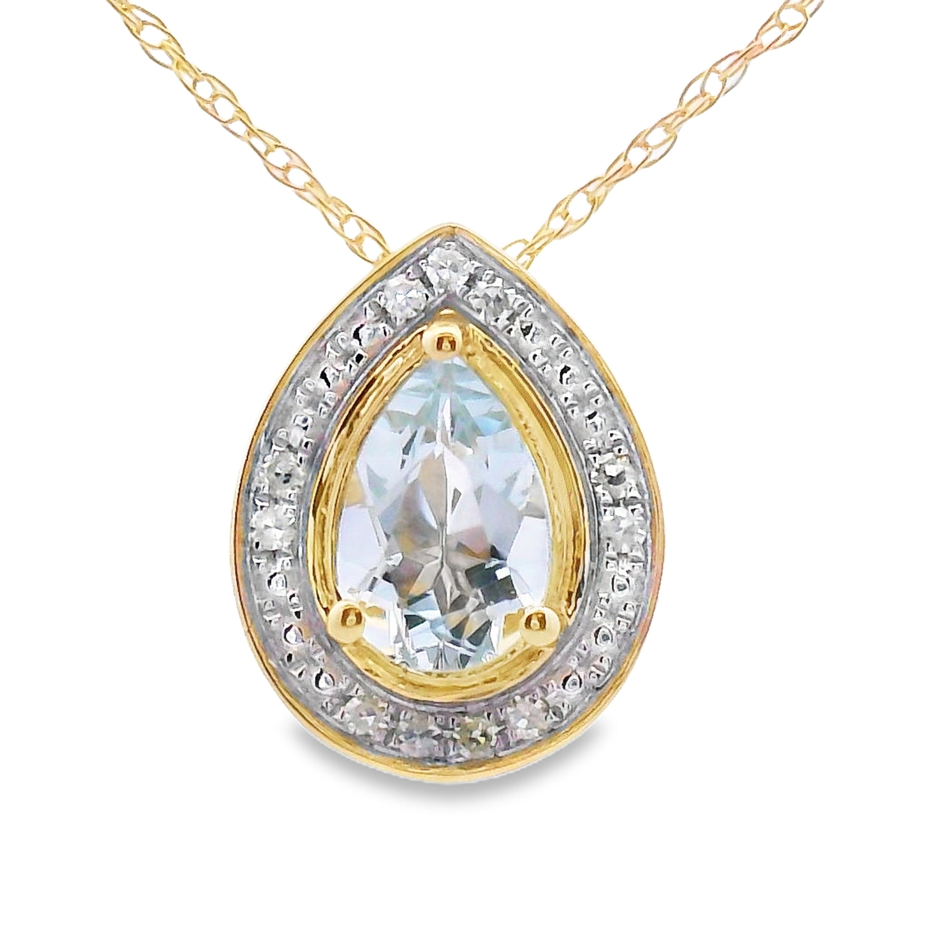Aquamarine Diamond Fashion Pendants 10KT Yellow Gold