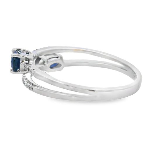 .75ct Sapphire Diamond Ring 14KT White Gold