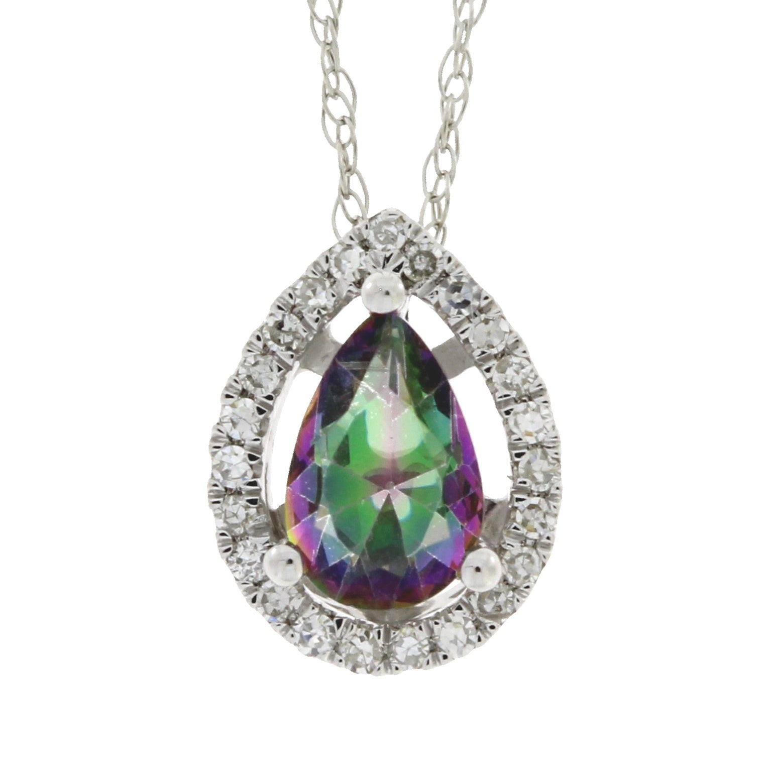 Treated Topaz Diamond Fashion Pendants 14KT White Gold